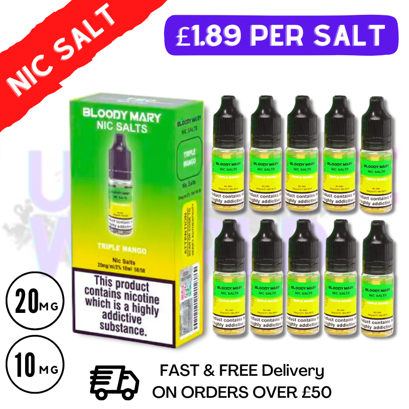 Triple Mango Bloody Mary Nic Salt E-Liquids Pack Of 10 Deal - UK Vape World