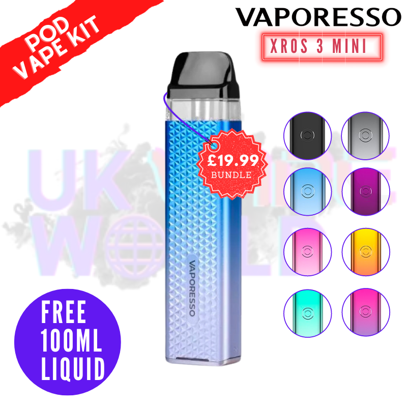 Vaporesso Xros 3 Mini Kit + Free 100ML Liquid - UK Vape World