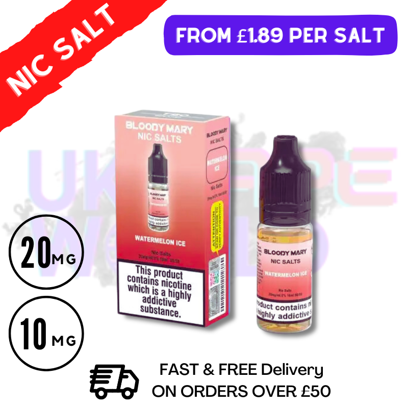 Watermelon ICE Bloody Mary 10ml nic salt e-liquid - UK Vape Word