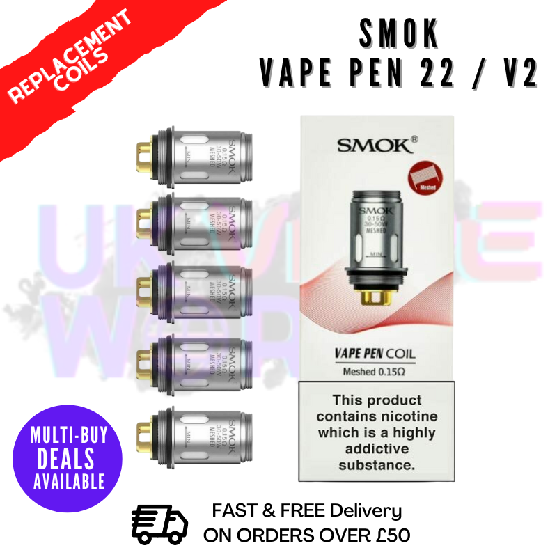 Shop Smok Vape Pen 22 & V2 Coils [Pack Of 5] - UK Vape World