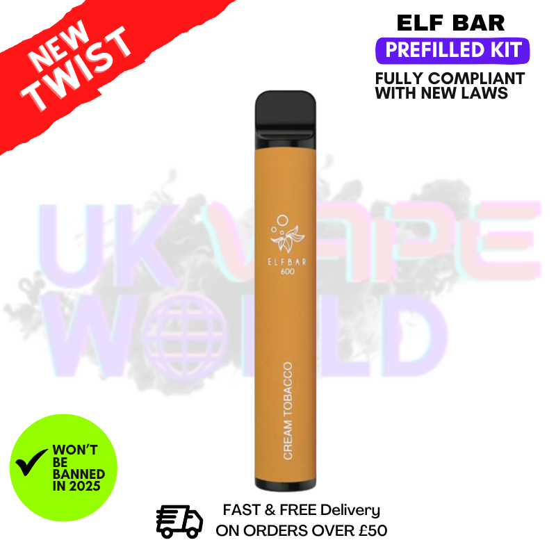 Shop Snow Tobacco Elf Bar EB600 Prefilled Pod Kit - UK Vape World