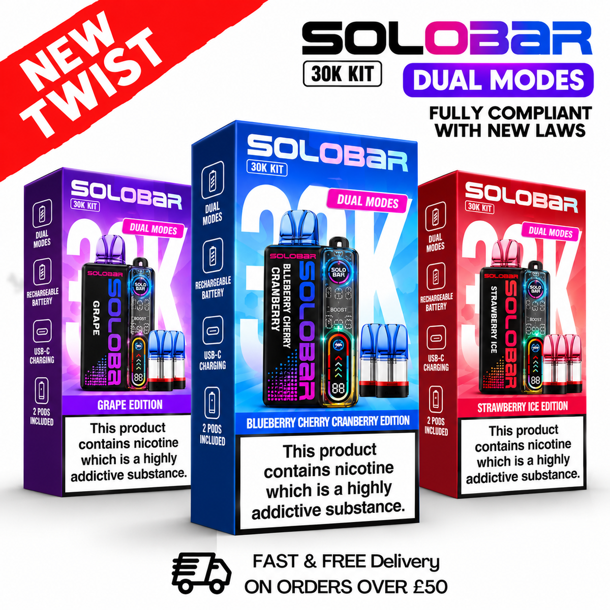 Shop Solo Bar 30K Prefilled 30000 Puff Pod Kit - 2 For £18 - UK Vape World