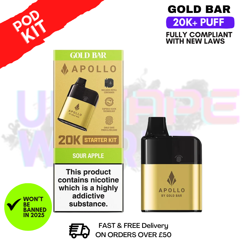 Sour Apple Gold Bar Apollo 20K Prefilled Pod Kit