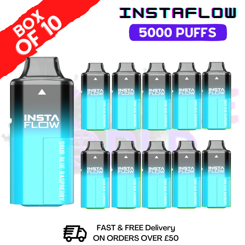 Shop Sour Blue Raspberry ICE Instaflow 5000 5K Disposable Box Of 10 - UK Vape World