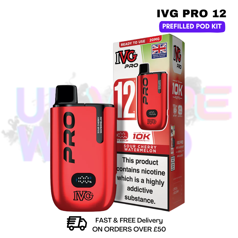 Sour Cherry Watermelon IVG Pro12 Prefilled Pod Kit - ukvapeworld