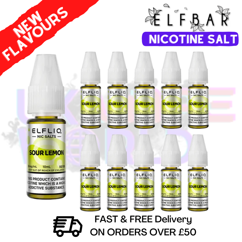 Shop Sour Lemon ElfLiq Nic Salt BOX OF 10 - ONLY £14.99 - UK Vape World