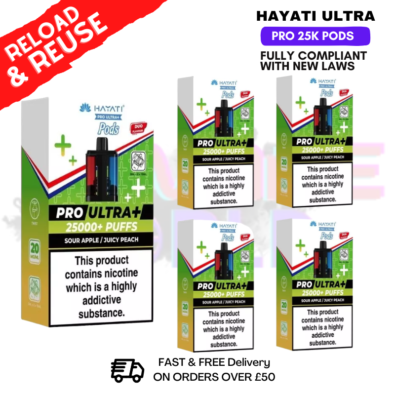 Hayati 25K Sour Apple Replacement Pods Box Of 5 - UKVAPEWORLD