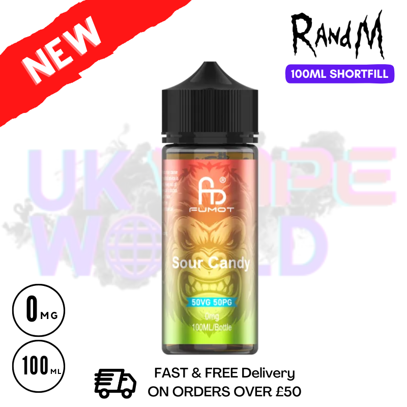 Sour Candy RandM 100ML Fumot Shortfill Eliquid - UK Vapeworld