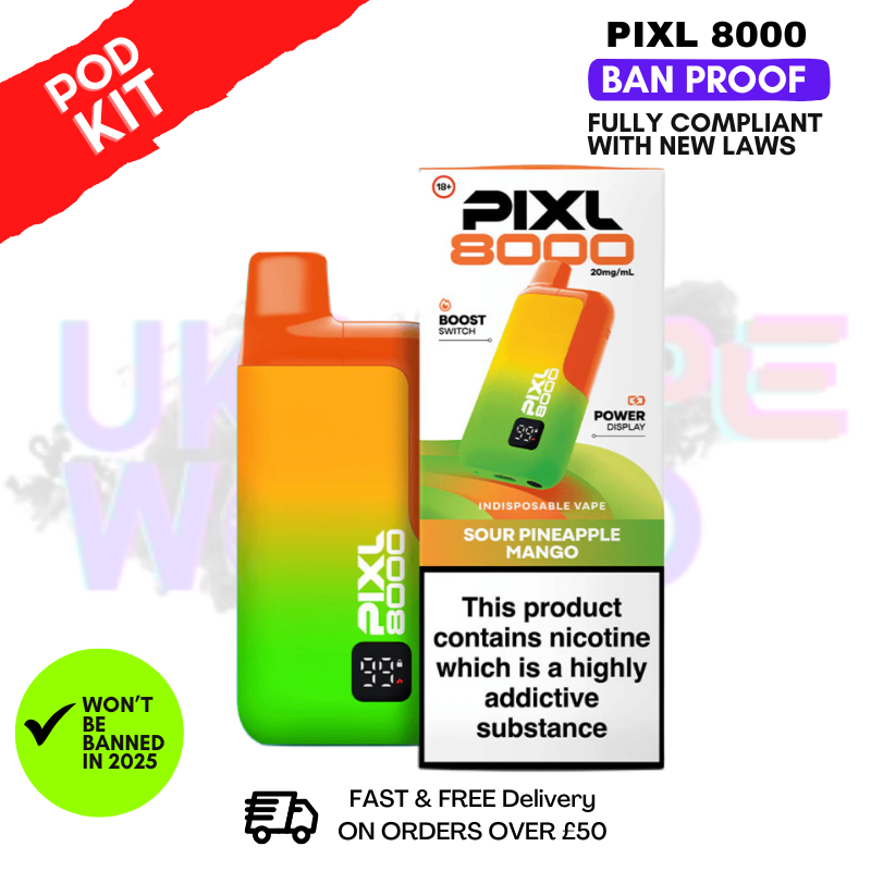 Sour Pineapple Mango Pixl 8000 Puff Pod Kit - ukvapeworld
