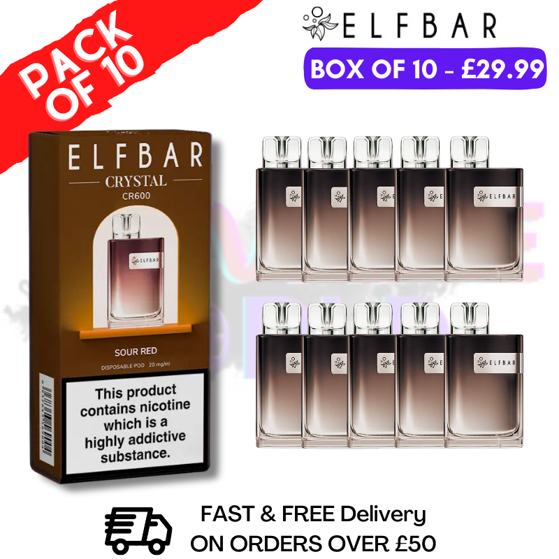 Elf Bar Crystal 600puff - Sour Red Box of 10