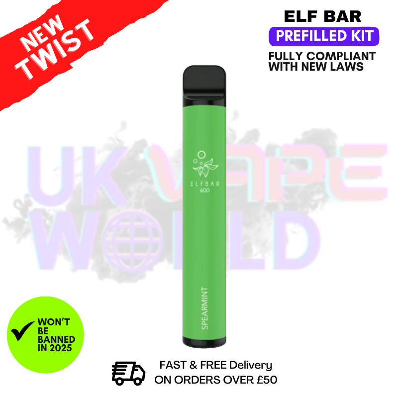 Shop Spearmint Elf Bar EB600 Prefilled Pod Kit - UK Vape World