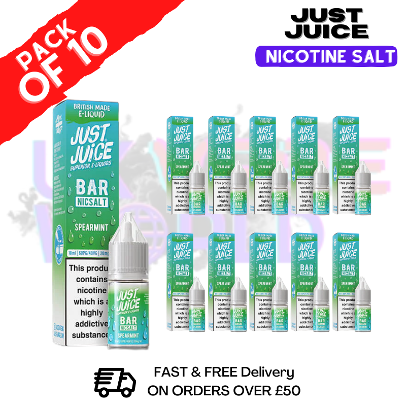 Spearmint Just Juice Nic Salt Box Of 10 - ONLY £17.99 - ukvapeworld