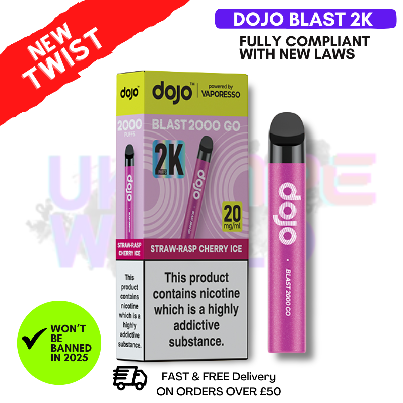 Straw-Rasp Cherry Ice Dojo Blast 2000 2K Puff Kit-ukvapeworld