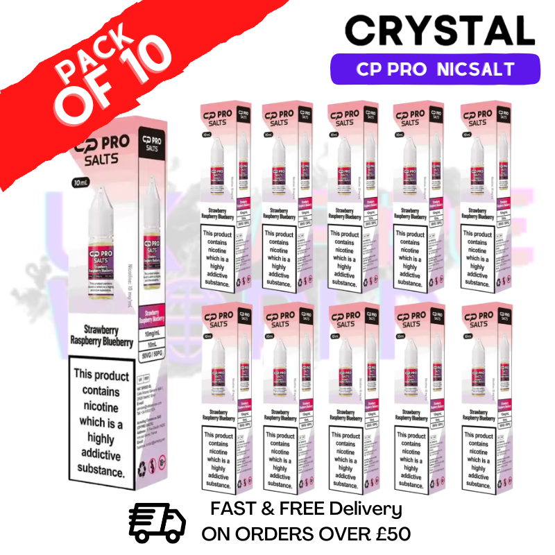 Straw Rasp Blueberry Crystal CP Pro Nic Salts Box Of 10