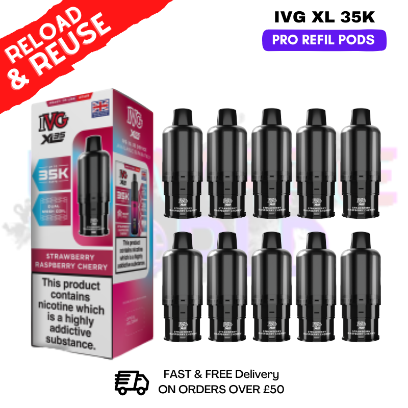 Straw Rasp Cherry IVG XL 35K Replacement Pods Box Of 10 - ukvapeworld