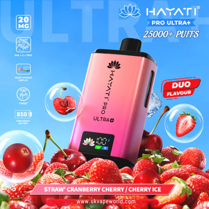 Straw Cranberry Cherry - Cherry Hayati Pro Ultra Plus 25000 Prefilled Pod Kit