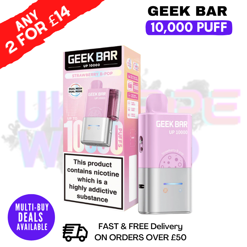 Strawberry B Pop Geek Bar Up 10000 Pod Kit - ukvapeworld