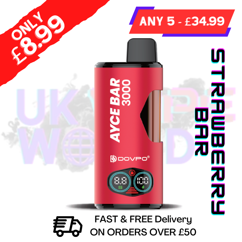 Shop Strawberry Bar DOVPO ACE Bar 3000 4 in 1 Disposable Kit - UK Vape World