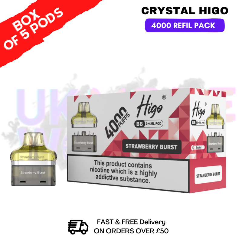 shop Strawberry Burst Crystal Higo 4000 REFIL Pods BOX OF 5 - ukvapeworld