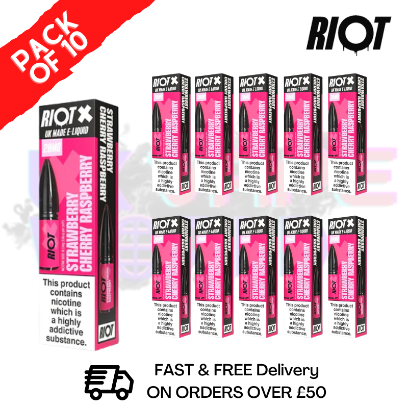 Nekter Raspberry Riot Strawberry Cherry Raspberry Riot X Nic Salt Box Of 10