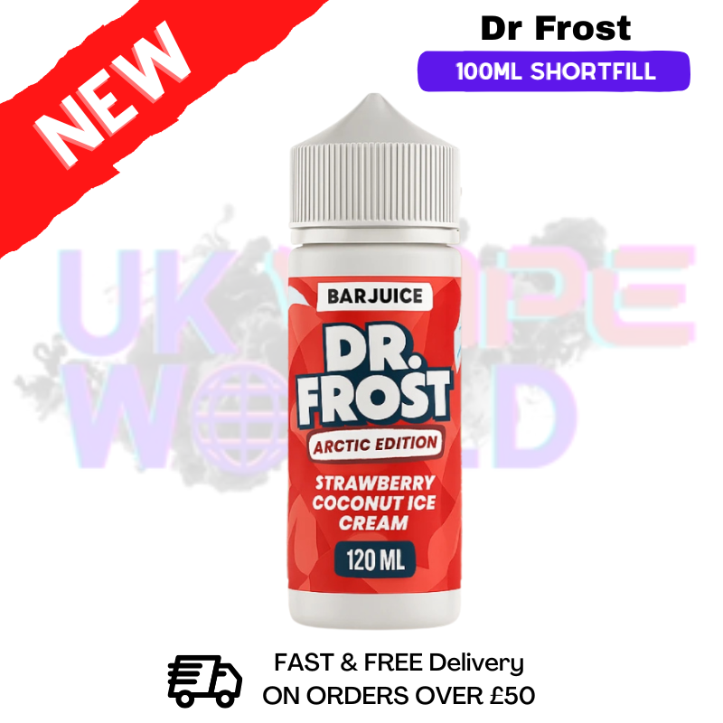 Strawberry Coconut Ice Cream Dr Frost Bar Juice 100ml Shortfill E-Liquid - ukvapeworld