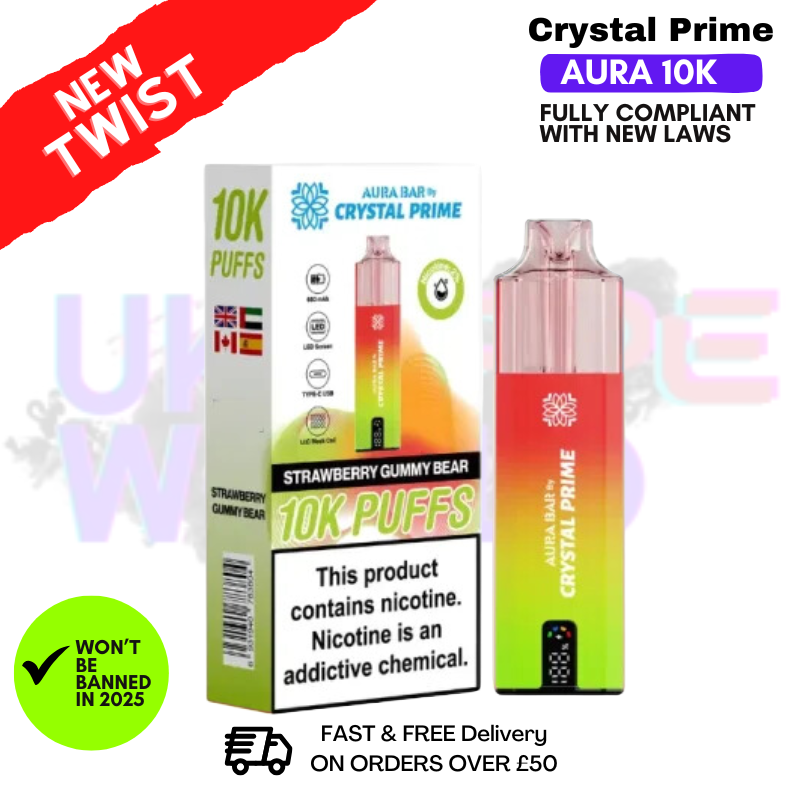 Shop Strawberry Gummy Bear Crystal Prime 10K Puff Pod Kit - UK Vape World