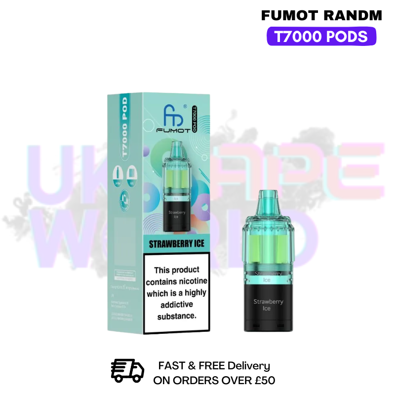 Strawberry ICE Fumot T7000 RandM 7K Replacement Pods - ukvapeworld