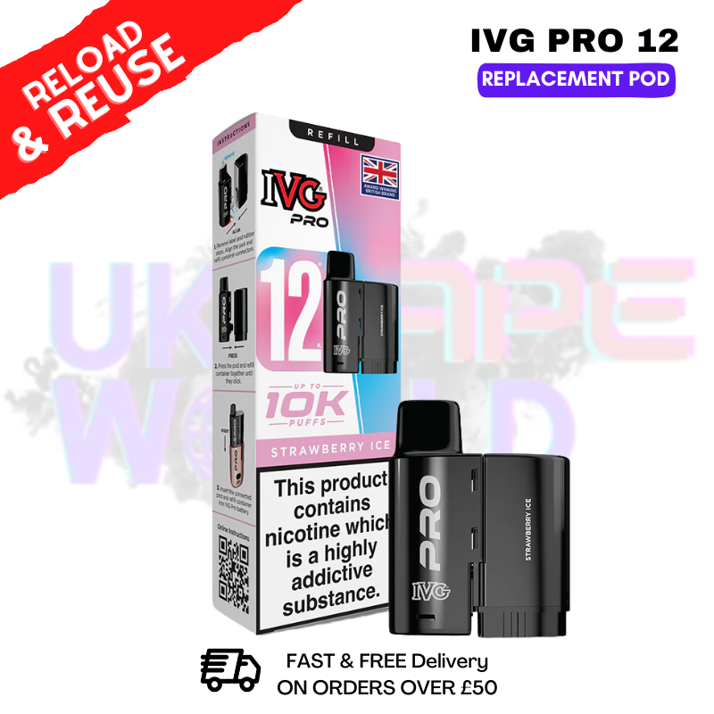 Strawberry ICE IVG Pro 12 REFIL Pod Pack - ukvapeworld