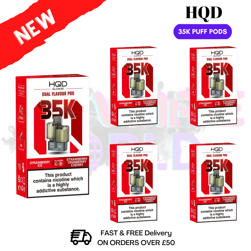 Strawberry ICE HQD Glow Air 35K Prefilled Pods Box Of 5 - ukvapeworld