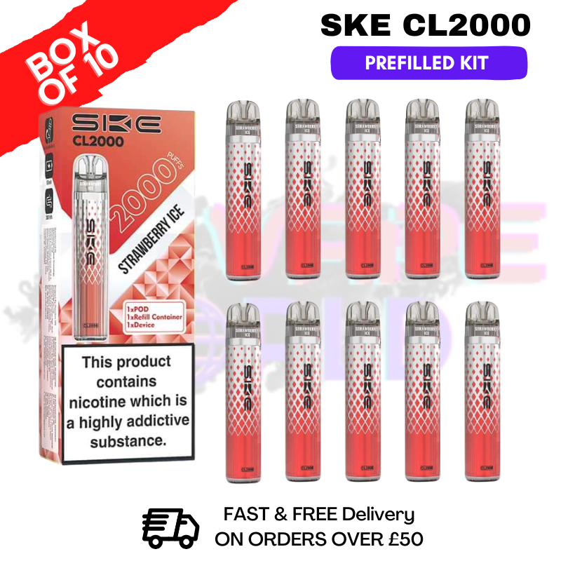 Strawberry ICE SKE CL2000 Kits Box Of 10 - £39.99 - ukvapeworld