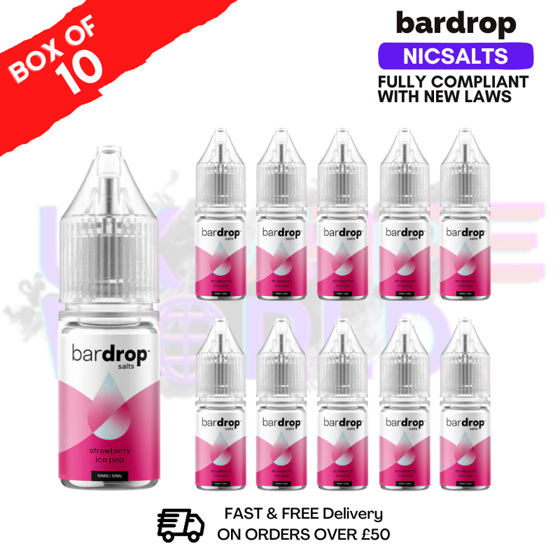 Strawberry Ice Pop Bar Drop Nic Salt Box Of 10 - ukvapeworld