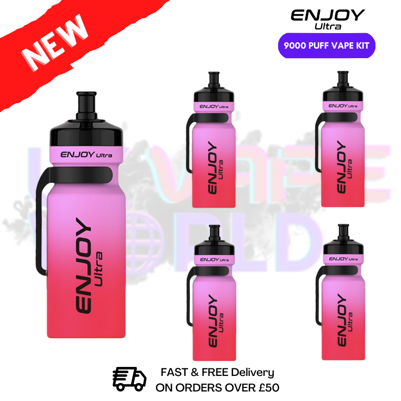 Strawberry Ice Enjoy Ultra 9000 Puff Vape Kit Box Of 5 - ukvapeworld