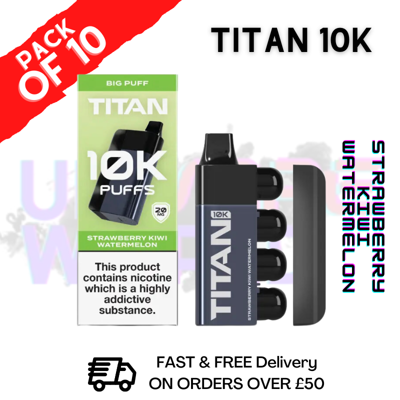 Strawberry Kiwi Watermelon - Titan 10K Prefilled Vape Kit Box Pack Of 10