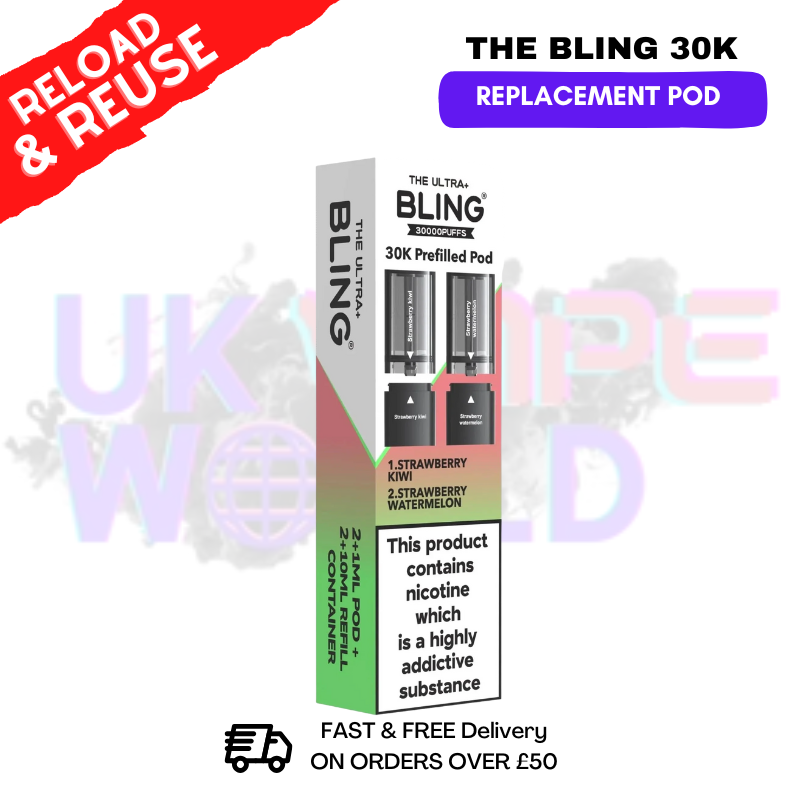 Strawberry Kiwi Bling 30k REFIL PACK Ultra Plus Pods  - £6.99 - ukvapeworld