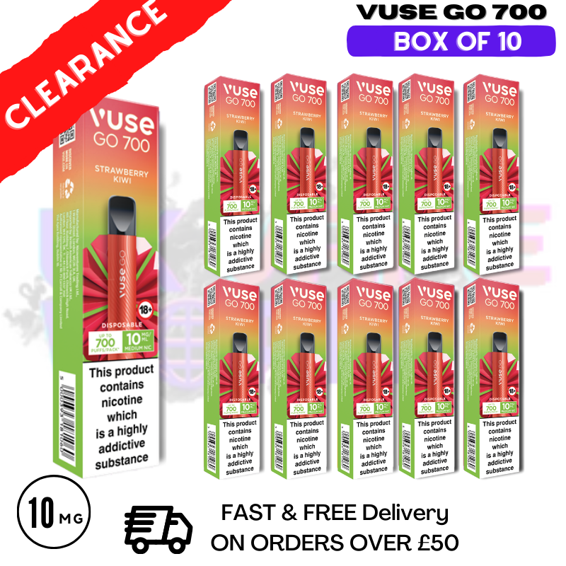 Shop Strawberry Kiwi (10MG) - VUSE GO 700Puff Box of 10 - UK Vape World
