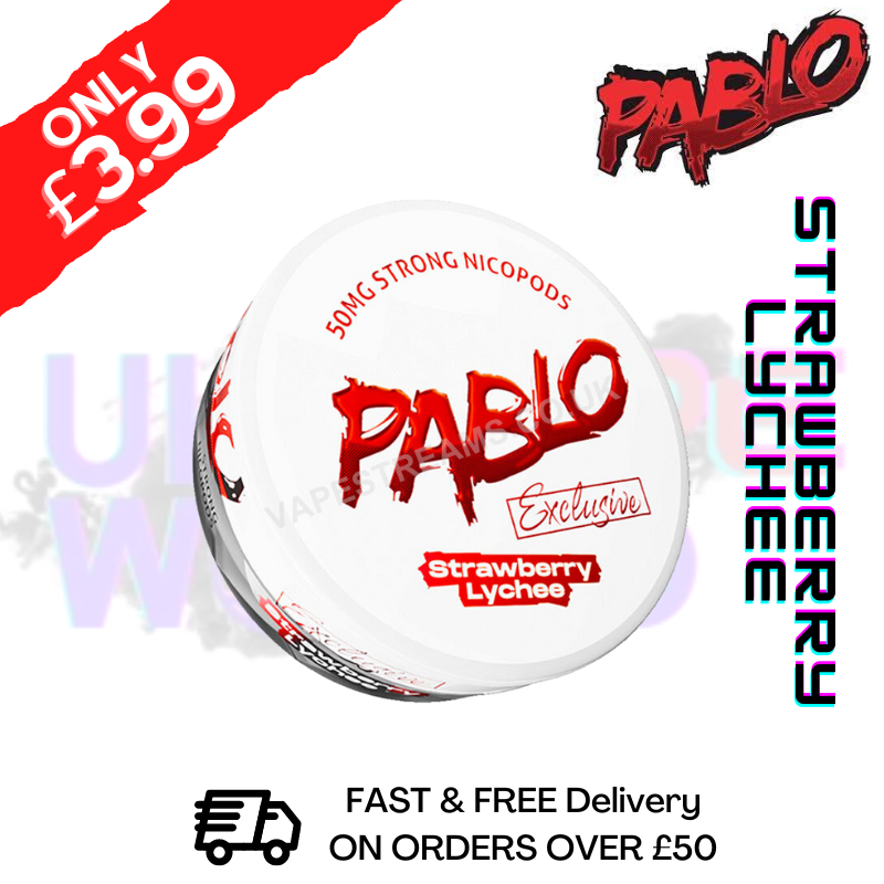 Buy Online Strawberry Lychee Pablo Nicotine Pouches Nic Pouch (50mg) - UK Vape World