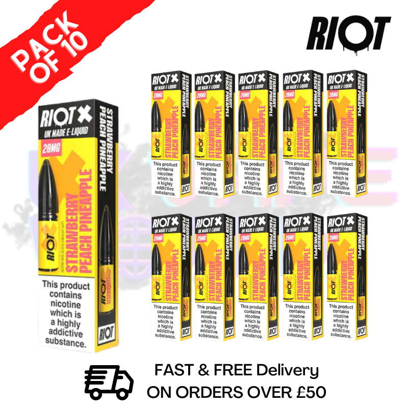 Strawberry Peach Pineapple Riot X Nic Salt Box Of 10 - ukvapeworld