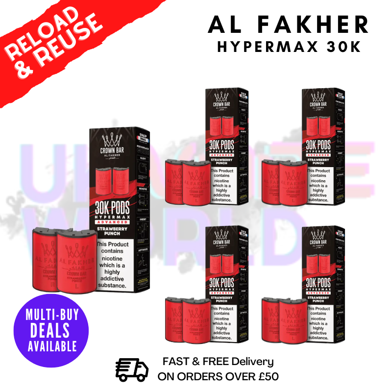 Strawberry Punch AL Fakher 30K Box Of 5 Replacement Pods - ukvapeworld