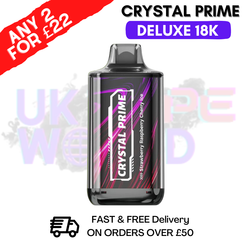 Shop Strawberry Raspberry Cherry Ice  Crystal Prime Deluxe 18000 Puffs 18K PUFF - UK Vape World