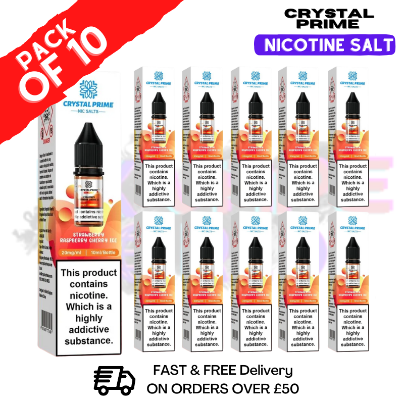 Strawberry Raspberry Cherry Ice   Crystal Prime Nic Salt Box Of 10-ukvapeworld