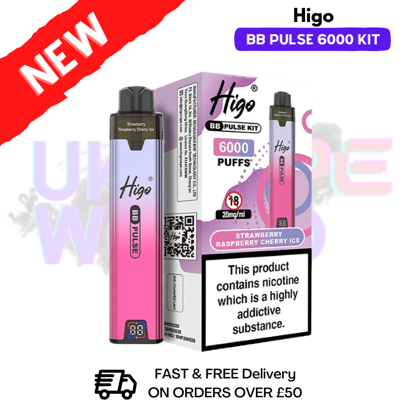 Strawberry Raspberry Cherry Ice Higo BB Pulse 6000 Prefilled Pod Kit
