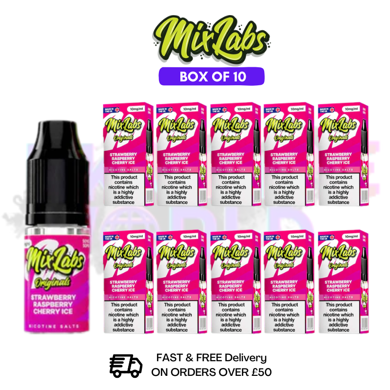 Straw Rasp Cherry Ice MixLabs Nic Salt BOX OF 10 - £17.99 - ukvapeworld