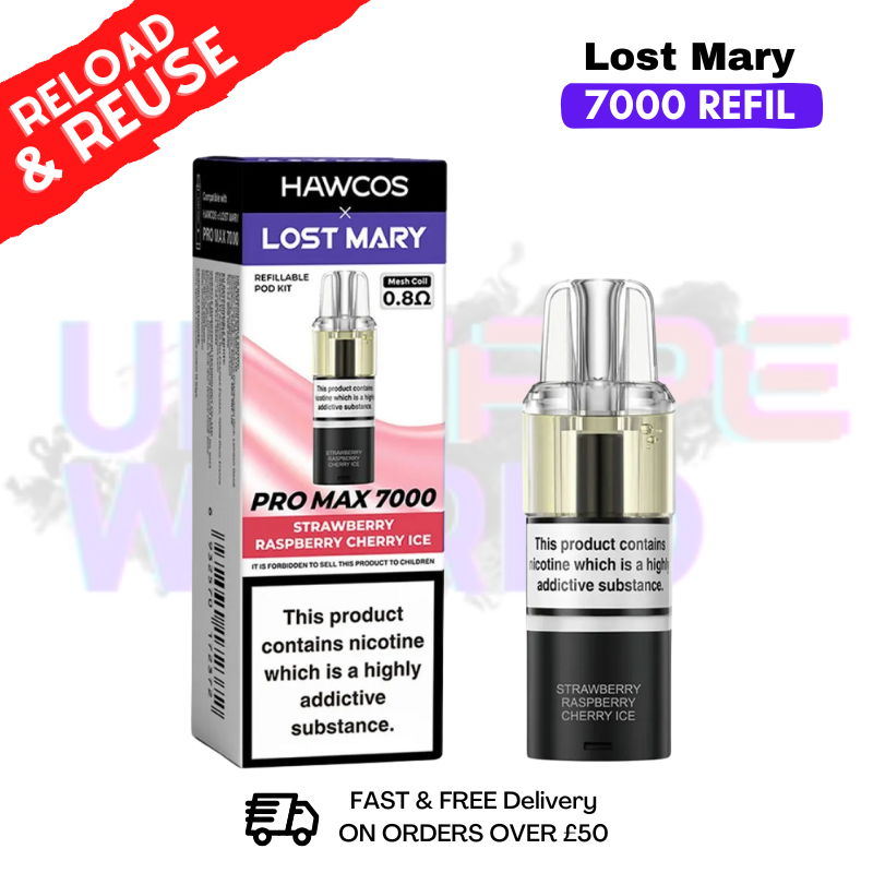 Strawberry Raspberry Cherry Ice Lost Mary 7K 7000 Puff Replacement Pods - ukvapeworld