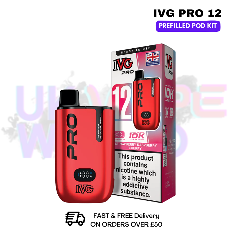 Strawberry Raspberry Cherry IVG Pro12 Prefilled Pod Kit - ukvapeworld