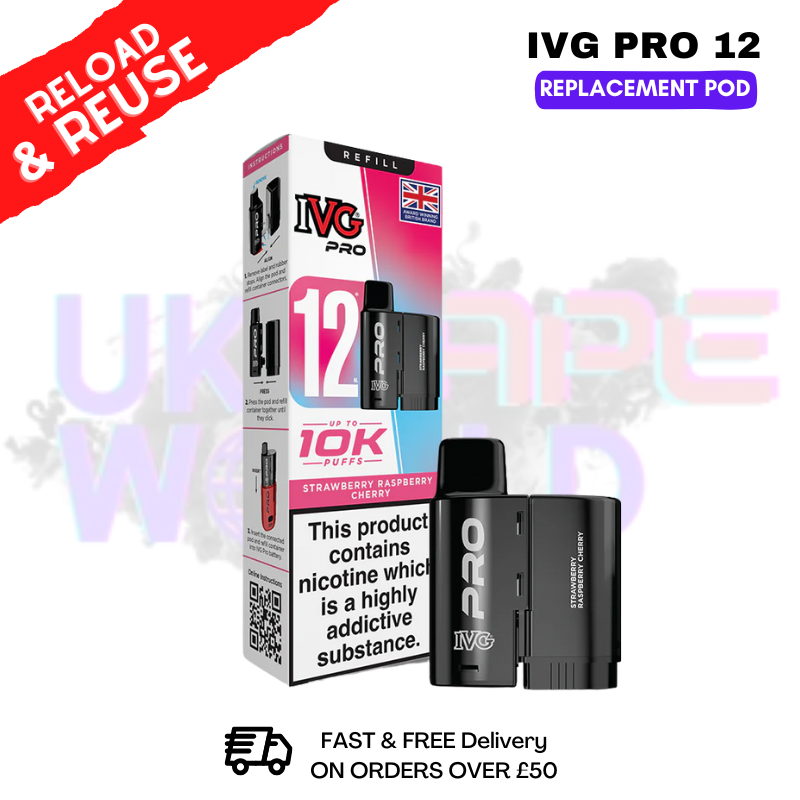 Strawberry Raspberry Cherry IVG Pro 12 REFIL Pod Pack - ukvapeworld