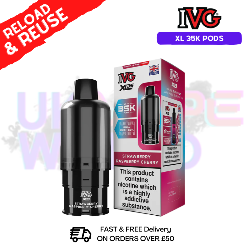 Strawberry Raspberry Cherry IVG XL 35k Prefilled Pods - ukvapeworld