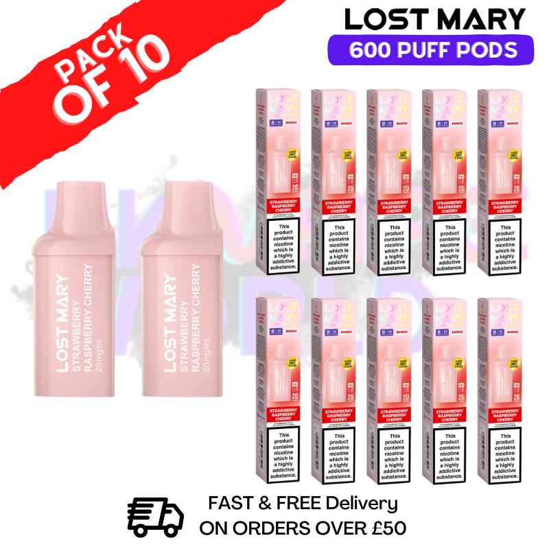 Strawberry Raspberry Cherry Lost Mary 600 Puff Replacement Pods Box Of 10 - ukvapeworld