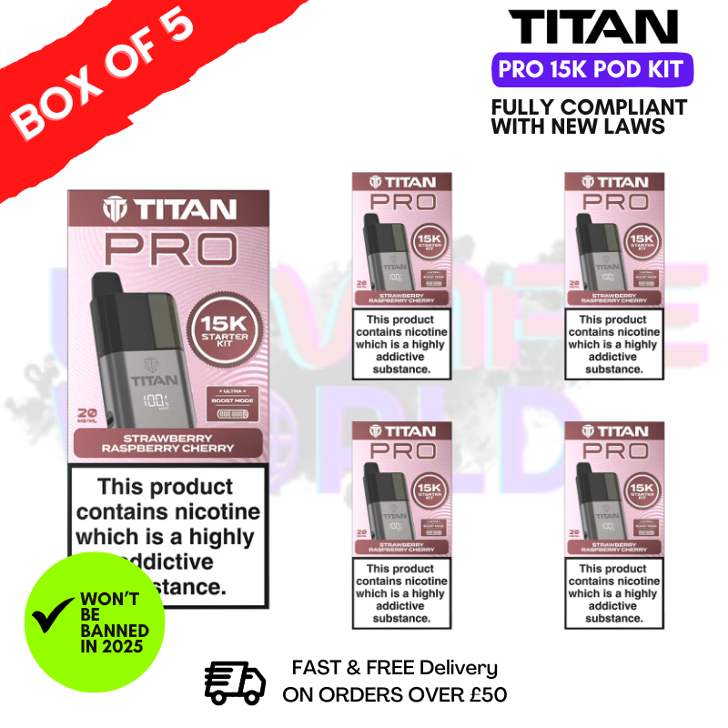 Strawberry Raspberry Cherry Titan Pro 15K Pod Kit Box of 5 - ukvapeworld