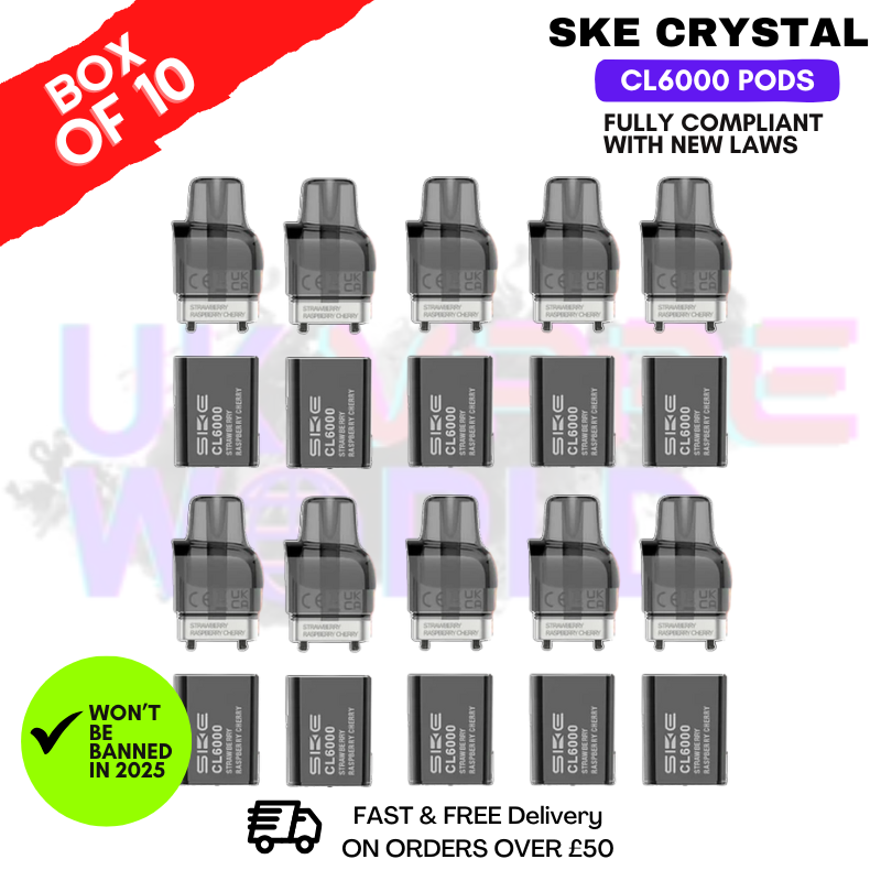 Shop Straw Rasp Cherry SKE Crystal CL6000 Prefilled Pod Box Of 10 - UK Vape World