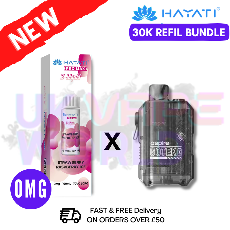 Strawberry Raspberry ICE Hayati 30K Puff Zero Nicotine Vape Kit - ukvapeworld